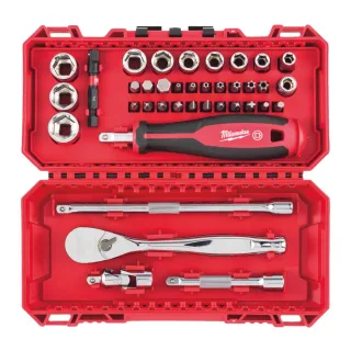 Milwaukee Ratschen-, Standard Steckschlüsseleinsätze- und Handgriff 1/4 metrisch - 38-teiliges Set - 4932498381