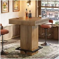 Tribesigns Bartisch 95 cm Stehtisch, quadratischer Bistrotisch mit Fußstütze, Küchentisch