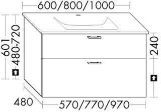 Burgbad Waschtischunterschrank System 30 Preisgruppe 3 Diago 601x970x480 Schwarz Solid Matt WYLS097F6560