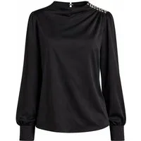 ITALY VIBES Satinbluse - Bluse mit Strass details auf der Schulter - Schlupfbluse Damen ONE SIZE / passend für Größe S - L