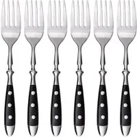 GRÄWE Kuchengabel GRÄWE Dessertgabel, Serie Nürnberg, 6er Set, schwarze Griffe