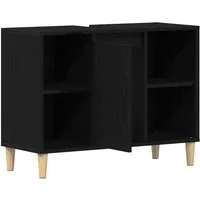 vidaXL Badezimmerspiegelschrank Spülbeckenschrank Eiche Schwarz 80x33x60 cm Holzwerkstoff (1-St)
