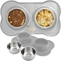 LA CUTE Futternapf Doppelnapf aus Edelstahl – 2in1 Futter- und Wassernapf für Haustiere, Hochwertiger Edelstahl (für Langlebigkeit und einfache Reinigung), 2in1-Napf, robust, spülmaschinengeeignet, für Futter und Wasser.