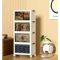Simloveve Aufbewahrungsbox Stapelbare Aufbewahrungsbox mit Deckel,Schrank Organizer,Spielzeugbox (2 Türen tragbarer transparenter Aufbewahrungsordner), Aufbewahrung mit Rollen und Griffe für Küche Wohnzimmer Schlafzimmer