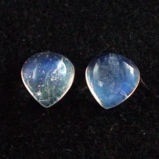 3,28 + 3,00 ct. Mondsteine mit  Blautönen - Mondsteine Pärchen mit Zertifikat