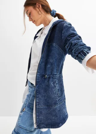 bonprix leichter Jeansparka, blau, Gr.38, Lässiger Jeansparka mit Kapuze und seitlichen Eingriffstaschen, 92% Baumwolle