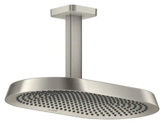 Hansgrohe AXOR ShowerSphere Kopfbrause 370/220 2jet EcoSmart mit Deckenanschluss, Edelstahl Optic, 3 39758800