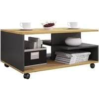 VCM Couchtisch Holz Sofatisch Couchtisch Rollen rollbar Stango L