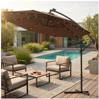 Swing&Harmonie Sonnenschirm mit LED Beleuchtung Luxus Ampelschirm 300 / 350cm, Garten Schirm inkl. Abdeckhaube
