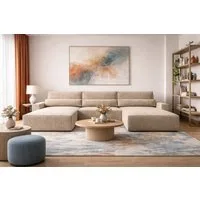 MOEBLO Wohnlandschaft DENVER U, Eckcouch aus Cordstoff Ecksofa U-Form Cord Sofa Couch Polsterecke U-Sofa - 410x85x200cm, mit Bettkasten und Schlaffunktion