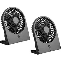 Reality Leuchten Tischventilator, 2er SET Camping Ventilator leise mit Akku, Lüfter mit USB, Höhe 23cm