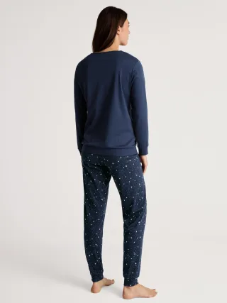 CALIDA - DAMEN Pyjama mit Bündchen peacoat blue - Gr. - M
