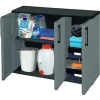 GarPet Garten-Geräteschrank Gartenschrank 3-türig Wetterfest Outdoor Schrank Kunststoff Balkon