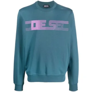 Diesel Unisex Erwachsenen Gestreiftes Logo Sweatshirt (Blau)
