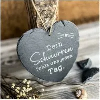 Spruchreif® Dekohänger Großes Schieferherz mit Gravur, Wanddeko