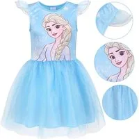 Frozen Tüllkleid Frozen Elsa Kleid mit Tüll und kurzen Ärmeln für Mädchen