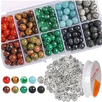 LuxusKollektion Bastelperlen Edelstein Perlen Set 200 Stück 8mm Schmuck Basteln mit Zwischenperlen