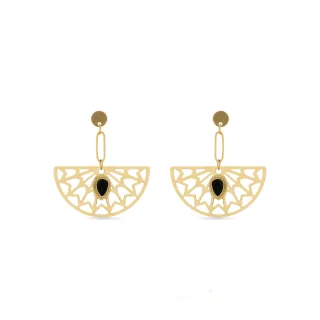 Luxenter Onyx-Ohrringe aus 18 Karat Gelbgold - Tawa