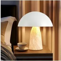 STANBOW Nachttischlampe Pilz-Tischlampe aus Metall,33,8 cm,dunkelbraun/grau-weiß,modern, ohne Leuchtmittel, E14,für Wohnzimmer,Esszimmer & Schlafzimmer