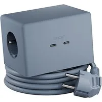Brennenstuhl hugo! ONE 2nd Gen. Steckdosenwürfel mit USB C 20W PD, Wireless Charger Steckdosenleiste 2-fach (Kabellänge 2 m)