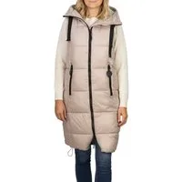 DENIMFY Outdoorjacke Damen Steppweste DFCaro Regular Fit knielange Übergangsweste mit Kapuze