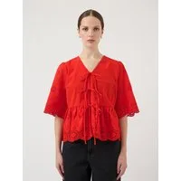 Y.A.S Spitzenbluse YASCORNELIA 2/4 TIE TOP S. NOOS Baumwolle, regular fit