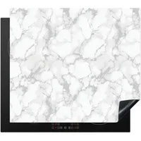 MuchoWow Herd-Abdeckplatte Weiß - Marmor - Grau, Vinyl, (1 tlg), Cerankochfeld Abdeckung, Herd Abdeckplatten Vinyl, 58.3x51.3 cm