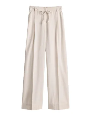 Opus - Marlenehose mit weitem Bein und hohem Bund beige - Gr. - 42