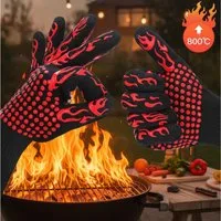 GOLDEN Grillhandschuhe Grillhandschuhe hitzebeständig feuerfeste Kochhandschuhe für Grill BBQ