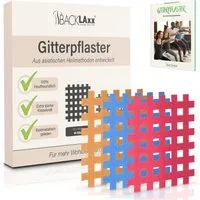 BACKLAxx® Kinesiologie-Tape Gitterpflaster Cross Tape Gittertape Kinesiotape (Typ a, b, c, 40-St) hautfreundlich, starke Haftung - für Alltag & Sport