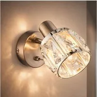 GLOBO LIGHTING Wandleuchte, Leuchtmittel nicht inklusive, Wandleuchte Glaskristalle Schalter Wohnzimmer Chrom Innen Beleuchtung