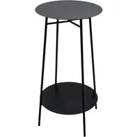 Spetebo Beistelltisch Metall Beistelltisch schwarz rund mit 2 Ablagen (Anzahl, 1-St.,60 x 35 cm), Deko Pflanzenständer klappbar mit 2 Ebenen