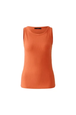 Oui - FILIZ Top elastische Viskoserippe blood orange - Gr. - 40