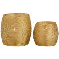 Amagohome Teelichthalter Kerzenständer Set 2-teilig Teelichthalter Windlichter Paris gold o. si (2 St)