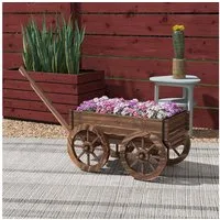 Outsunny Blumenkasten Pflanzenwagen mit Griff (Pflanzenkasten, 1 St., Blumenständer), für Garten, Terrasse, bis 30 kg belastbar, Verkohlt, 120 x 41 x 54 cm