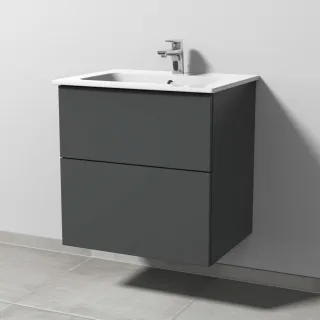 Sanipa 3way Waschtischunterbau zu Duravit ME by Starck Waschtisch mit 2 Auszügen, Anthrazit-Matt SM72422