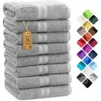 NatureMark Handtücher 8er-Set Frottier Handtücher 50x100cm, 100% Baumwolle (8-St), 8X Frottier Handtücher mit Aufhänger, 50 x 100cm, Silber grau