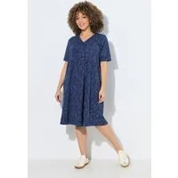 Ulla Popken Maxikleid Kleid Animalmuster A-Linie V-Ausschnitt Halbarm