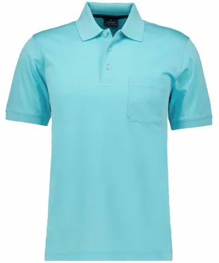 RAGMAN - Softknit-Polo mit Brusttasche, kurzarm lagune - Gr. - XXL