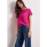STREET ONE Shirttop Sommershirt mit Rundhals und Knopfdetails