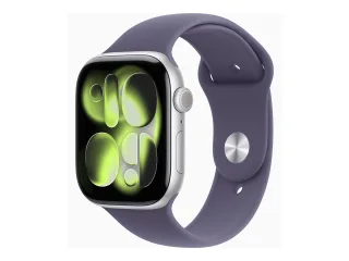 Apple Watch Series 11 (GPS) 46mm Aluminium silber mit Sportarmband S/M nebelviolett | mev94zr/a |