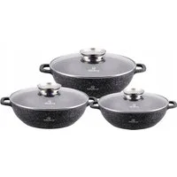 KlönBerg Topf-Set Schöne niedriger Töpfe mit Steinbeschichtung 3 verschiedenen Größen, Aluminiumguss, Aluminium, Keramik, Edelstahl (Passt in jede Küche! (1.7L / 2.6L / 3.9L), 6-tlg., Es ist eine perfekte Geschenkidee für jeden Anlass), Innovative Ar
