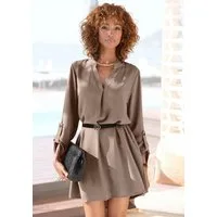 LASCANA Longbluse (mit Gürtel in Lederoptik) aus glatter Ware, lockeres Blusenkleid