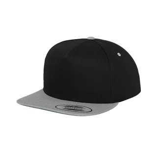 Flexfit - "Classic" Snapback Mütze 5 Segmente (Schwarz/Silber)