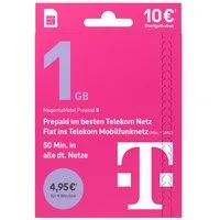 Telekom MagentaMobil Prepaid S Simkarte mit 10 € Startguthaben 5G D-Netz Prepaidkarte, (1 GB Datenvolumen / 4 Wochen)