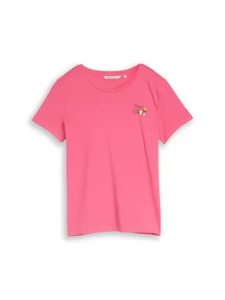 Denim Tom Tailor - T-Shirt mit Print soft bright pink - Gr. - XS