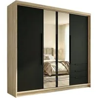 A&J MöbelLand GmbH Drehtürenschrank viertüriger Kleiderschrank mit Schubladen und Metallgriffen. (Geräumiger vier¬türiger Kleiderschrank mit Schubladen und Metallgriffen. Geräumiger Schrank mit einer Breite von 200 cm und Schubladen, ideal zur Aufbew