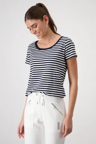 monari - Gestreiftes T-Shirt deep ocean ringel - Gr. - 40
