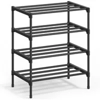 SONGMICS Schuhregal 3 Ebenen, Schuhablage schmal, Schuh-Organizer Metall, platzsparend, stapelbar, 30 x 45 x 48,5/66 cm
