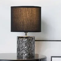 Pauleen Tischleuchte Crystal Glow, ohne Leuchtmittel, E14, max. 20W E14, schwarz/grau, 230V, Stoff/Glas
